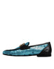Dolce & Gabbana Blue Sequined Loafers Formal Dress Shoes