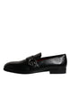 Dolce & Gabbana Black Exotic Leather DG Logo Loafers Formal Dress Shoes