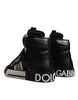 Dolce & Gabbana Black Silver Leather High Top Sneaker Shoes