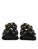 Dolce & Gabbana Black Leather Studded Slides Sandals Shoes
