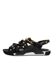 Dolce & Gabbana Black Leather Studded Slides Sandals Shoes