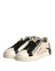 Dolce & Gabbana White Black Leather Crown Milano Sneakers Shoes