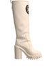 Dolce & Gabbana White DG Logo Hi Trekking Plateau Biker Boots Shoes
