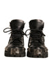 Dolce & Gabbana Black Leather Studded Trekking Boots Shoes