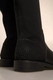 MY TWIN Black Leather Suede Flats High Boots Shoes
