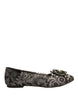Dolce & Gabbana Silver Crystal Loafer Lace Ballet Flats Shoes