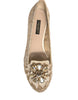 Dolce & Gabbana Beige Crystal Loafer Lace Ballet Flats Shoes