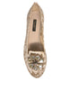 Dolce & Gabbana Beige Crystal Loafer Lace Ballet Flats Shoes