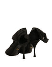 Dolce & Gabbana Black Silk Mesh Sock Style Heels Boots Shoes