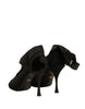 Dolce & Gabbana Black Silk Mesh Sock Style Heels Boots Shoes