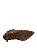 Dolce & Gabbana Brown Leopard Leather Stretch Heels Boots Shoes