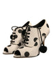 Dolce & Gabbana White Black Polka Dot Peep Toe Ankle Boots Shoes