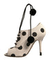 Dolce & Gabbana White Black Polka Dot Peep Toe Ankle Boots Shoes