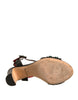 Dolce & Gabbana Black Embossed Carnation Heeled Sandals Shoes