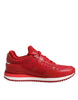 Dolce & Gabbana Red Floral Lace Leather Sneakers Shoes