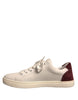 Dolce & Gabbana White Suede Leather Low Top Sneakers Shoes