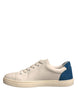 Dolce & Gabbana White Suede Leather Low Top Sneakers Shoes