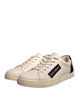 Dolce & Gabbana White Suede Leather Low Top Sneakers Shoes