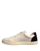 Dolce & Gabbana White Suede Leather Low Top Sneakers Shoes