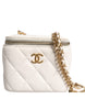 Chanel White Matelasse Lambskin Gold Chain Shoulder Vanity Mirror