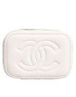 Chanel White Matelasse Lambskin Gold Chain Shoulder Vanity Mirror