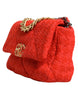 Chanel Red Tweed 2WAY Hand Chain Medium Shoulder Bag Purse