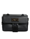 Dolce & Gabbana Black Logo Plaque Leather Buckled Shoulder Crossbody Bag