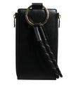 Dolce & Gabbana Black Leather Logo Plaque Neck Strap Card Coin Wallet