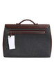 Brunello Cucinelli Brown Gray Leather Cognac Wool Business Tote Bag