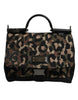 Dolce & Gabbana Brown Leopard Print Lacquard Nylon Sicily Tote Bag