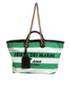 Dolce & Gabbana White Green Stripes Canvas Gold Chain Tote Bag