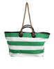Dolce & Gabbana White Green Stripes Canvas Gold Chain Tote Bag
