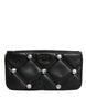 Dolce & Gabbana Black Leather Crystal Embellished Logo Shoulder Bag