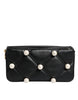 Dolce & Gabbana Black Leather Pearl Embellished Logo Shoulder Bag