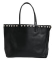 Dolce & Gabbana Black Crystal Leather Shopping Women Tote Bag