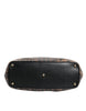 Dolce & Gabbana Brown Black Calfskin Leopard Print Shoulder Tote Bag