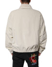Dolce & Gabbana Beige Logo Applique Cotton Corduroy Full Zip Jacket