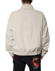 Dolce & Gabbana Beige Logo Applique Cotton Corduroy Full Zip Jacket
