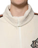 Dolce & Gabbana Beige Logo Applique Cotton Corduroy Full Zip Jacket