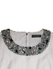 Dolce & Gabbana White Crystal Embellished Jacquard Brocade Mini Dress