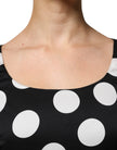 Dolce & Gabbana Black White Silk Polka Dots Sheath Midi Dress