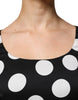 Dolce & Gabbana Black White Silk Polka Dots Sheath Midi Dress