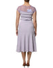 Blumarine Purple Short Sleeves Floral Lace Trim A-line Midi Dress