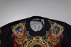 Dolce & Gabbana Black Heraldic DG Silk Round Neck Pullover Sweater