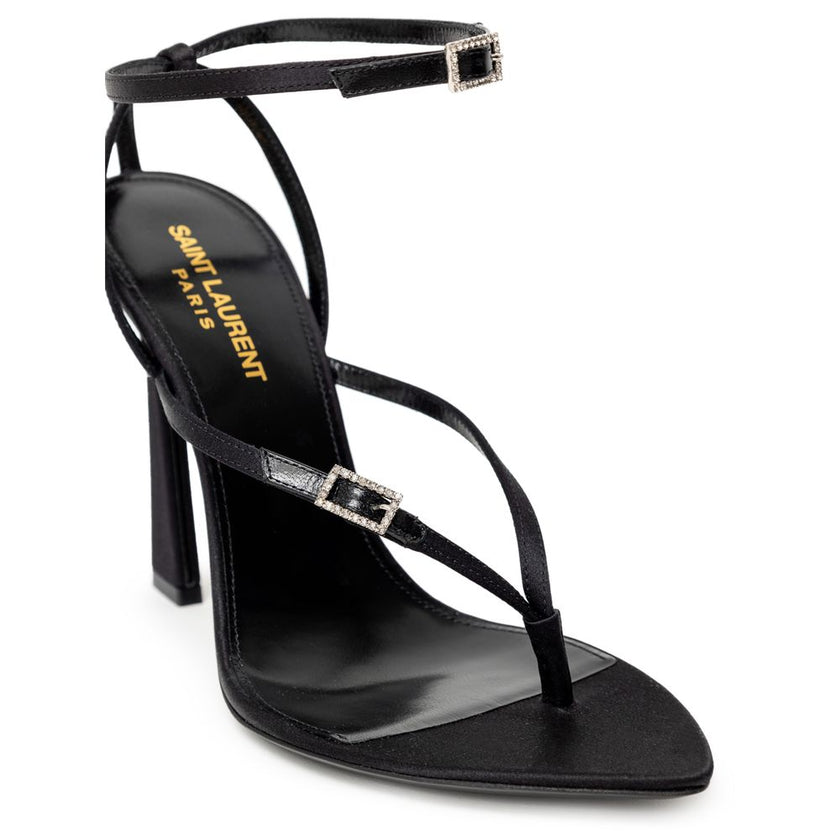 Saint Laurent Black Leather E Raso Sandal