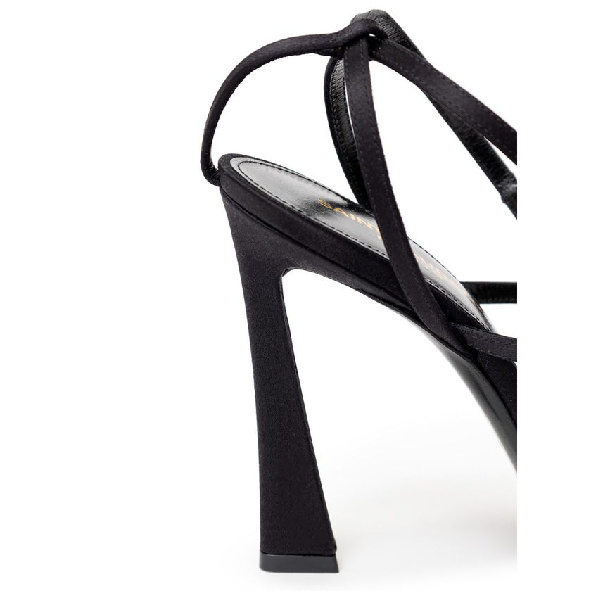 Saint Laurent Black Leather E Raso Sandal