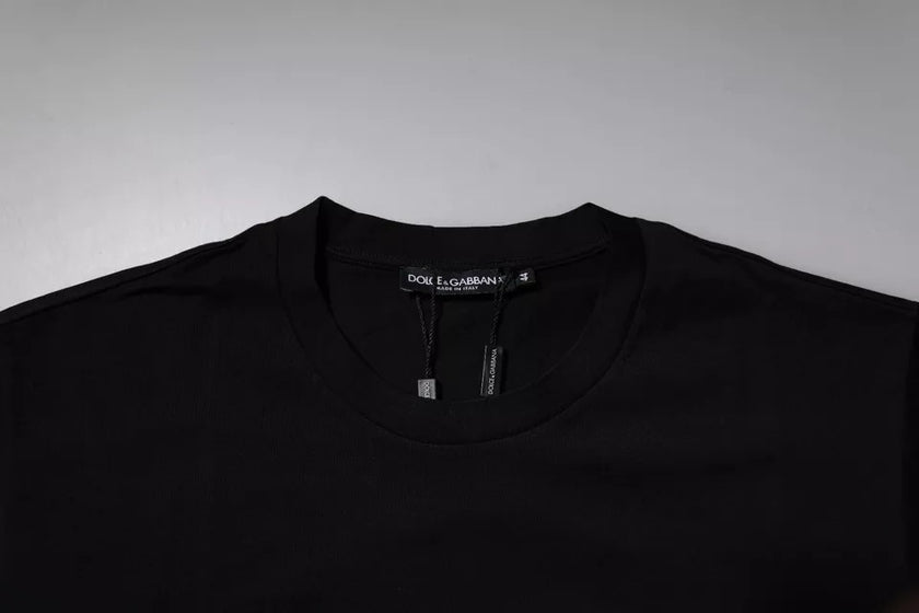 Dolce & Gabbana Black Logo Cotton Men Crew Neck T-shirt
