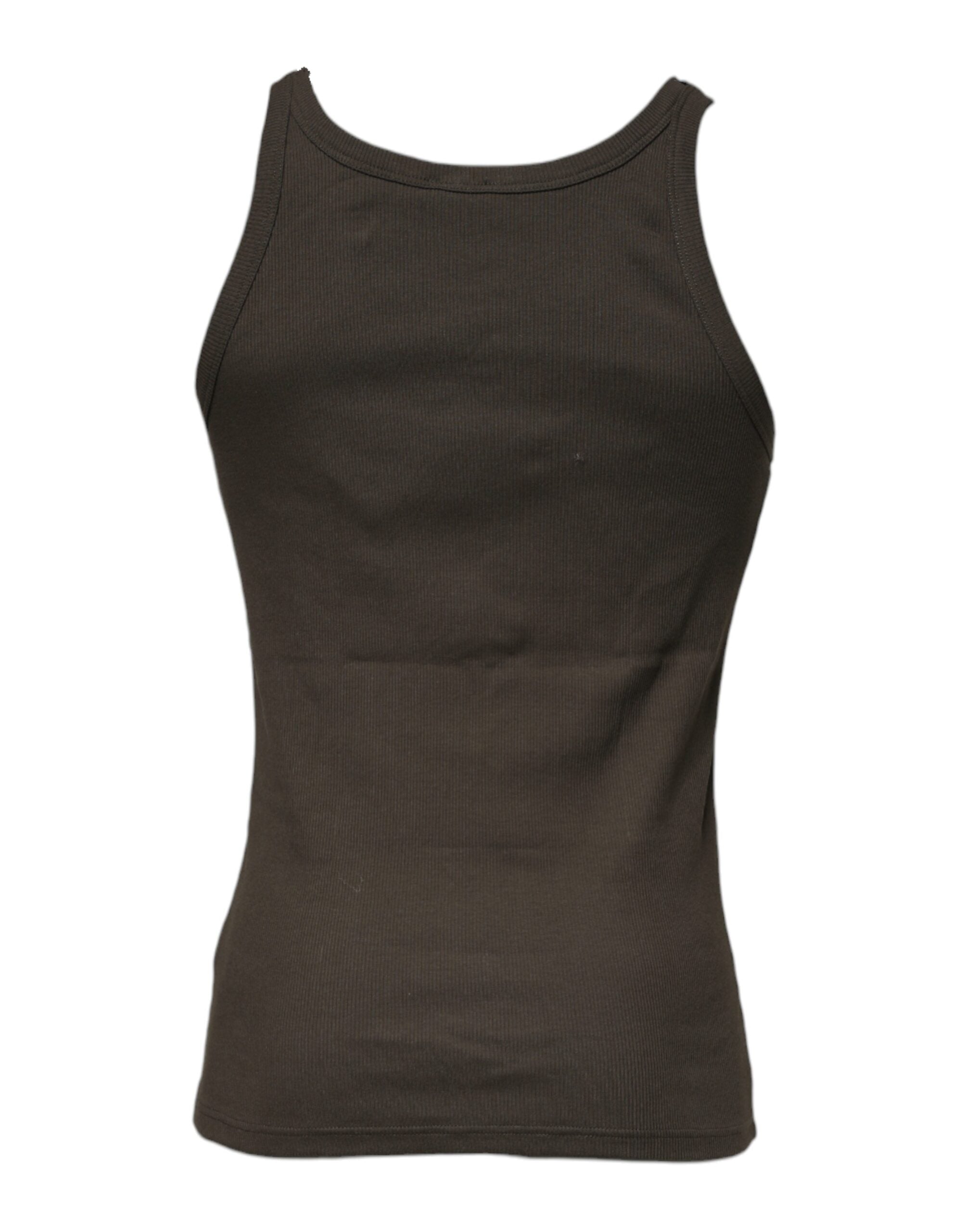 Dolce & Gabbana Black Cotton Sleeveless Round Neck Tank T-shirt