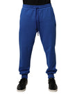 Dolce & Gabbana Blue Cotton Jogger Mid Waist Pants