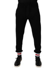 Dolce & Gabbana Black Wool Mid Waist Jogger Sweatpants Pants